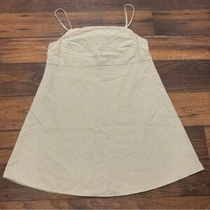 Zara Striped Mini Dress Women Size S Tan Beige Sleeveless